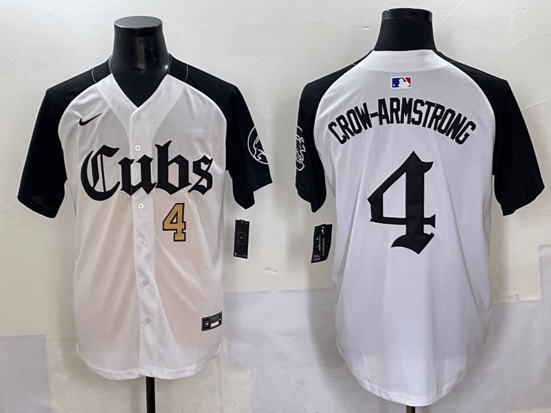 Men 2025 Chicago Cubs #4 Crow-Armstrong white black Five generations Joint Name Nike MLB Jersey style 4->chicago cubs->MLB Jersey